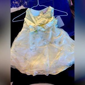 Pale yellow satin and chiffon/gauze, floral, 24 month toddler dress